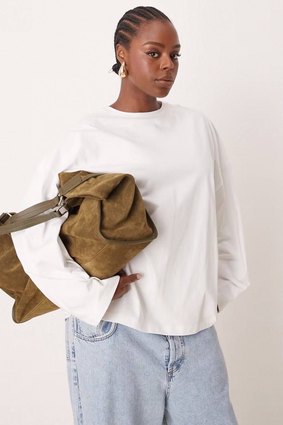 Curve Premium Cotton Oversized Long Sleeve T-Shirt from ASOS Edition