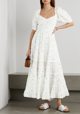 Cannes Open-Back Embroidered Cotton Midi Dress from Rixo