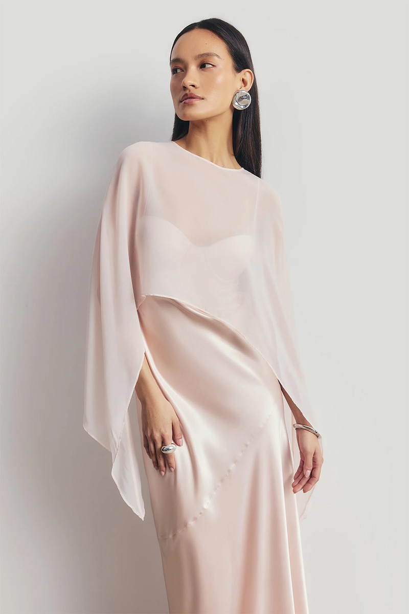 Sheer Chiffon Curved Hem Cape from Because Of Alice