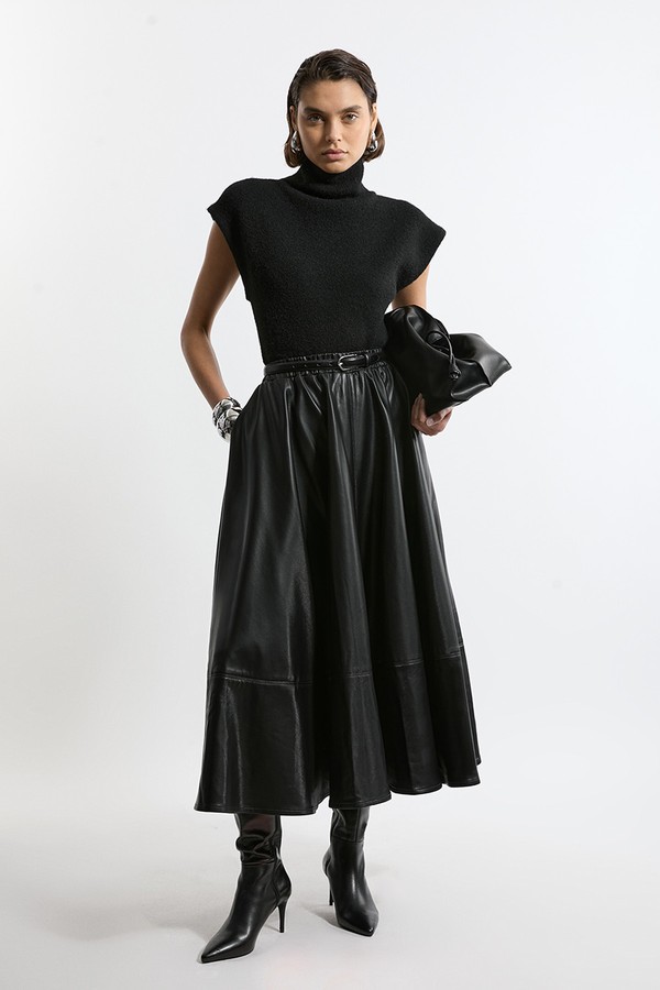 Faux Leather Full Maxi Skirt from Karen Millen