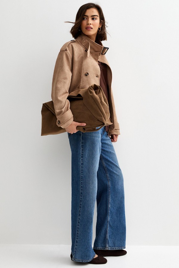 Faux Suede Double Breasted Bomber Jacket