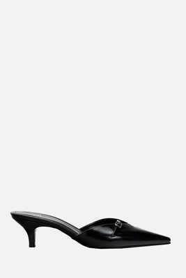 Leather Mules With Buckle from Zara