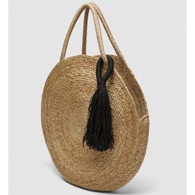 Large Round Raffia Tote Bag from Zara