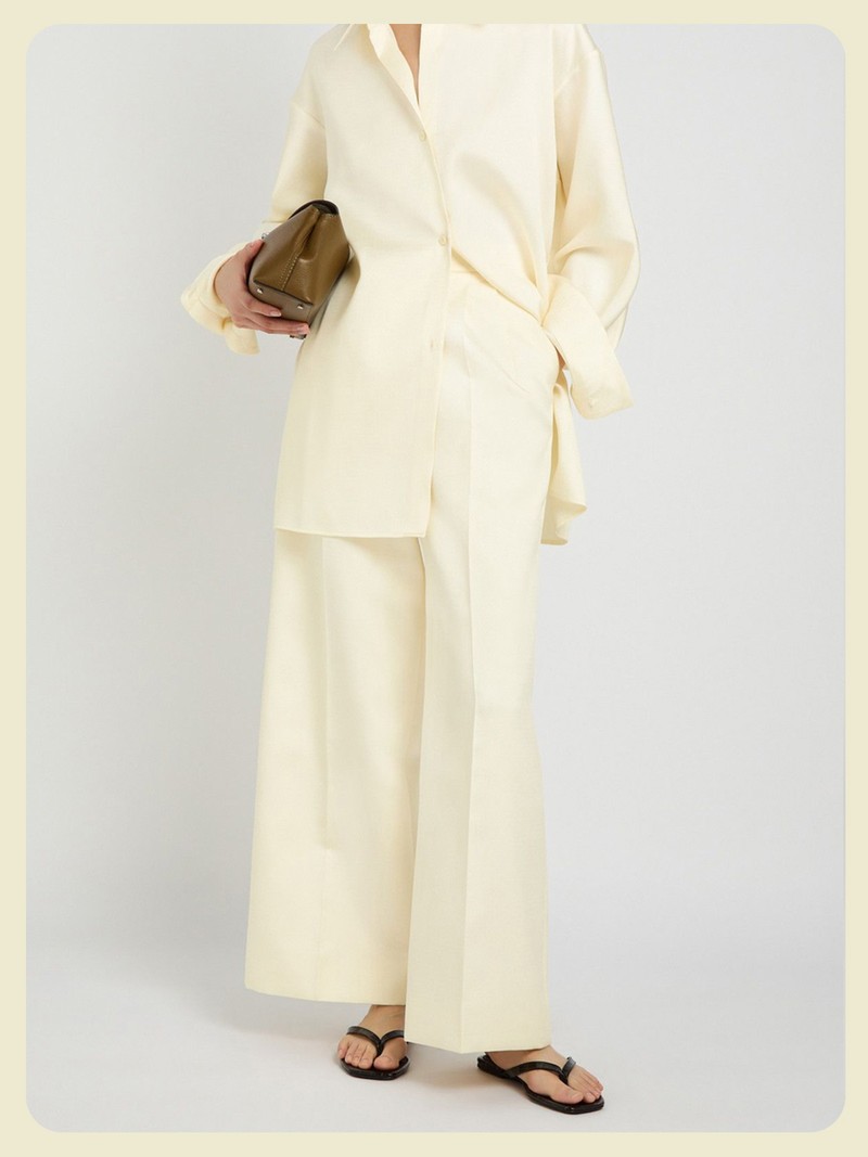 Dove Wide-Leg Woven Trousers from VORANIDA