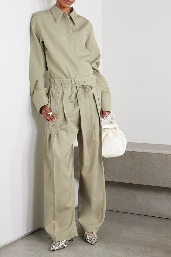 Pleated Wool-Twill Wide-Leg Pants from Jil Sander