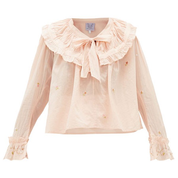 Dauphine Embroidered Cotton-Voile Blouse from Thierry Colson