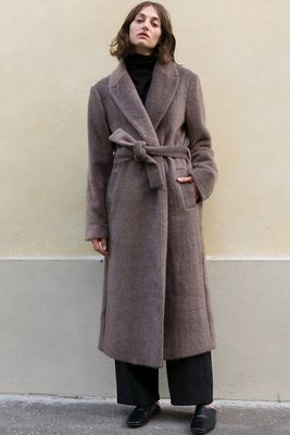Pebble Furry Wrap Coat from The Frankie Shop