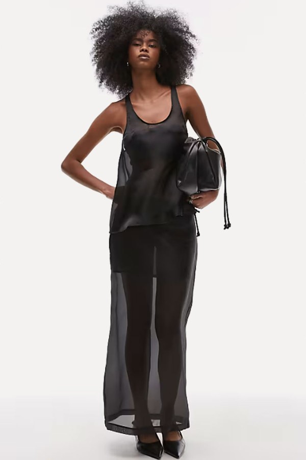 Organza Sheer Pencil Maxi Skirt from ASOS