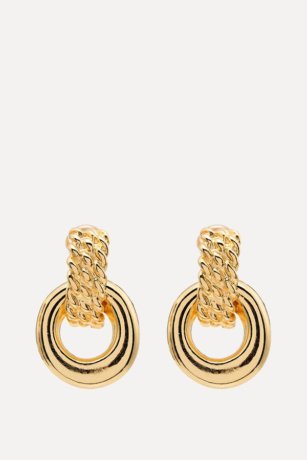 Gold Tone Doorknocker Clip Earrings from Kenneth Jay Lane