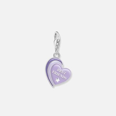 BEST FRIENDS With Violet Cold Enamel Silver Blackened