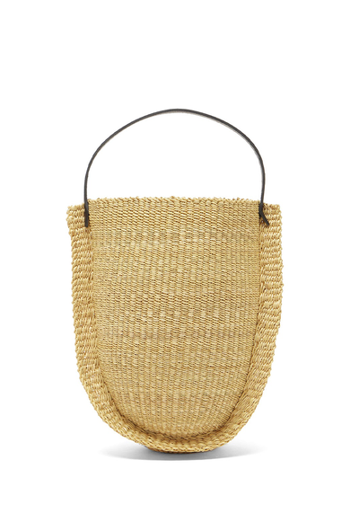 N.26 Ribbon Tall Straw Basket Bag from Inès Bressand