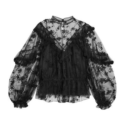 Ruffled Embroidered Tulle Blouse from Chloé