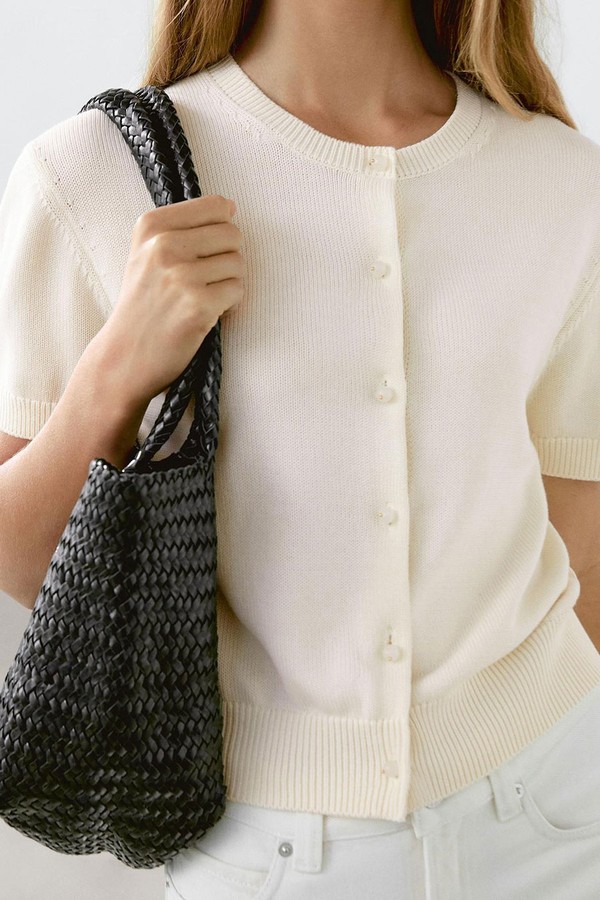 Cotton Short Sleeve Knit Cardigan from Massimo Dutti