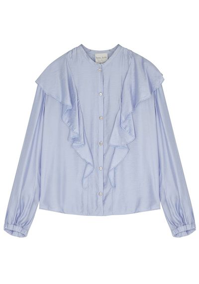 Blue Ruffle-Trimmed Modal-Blend Blouse from Forte Forte