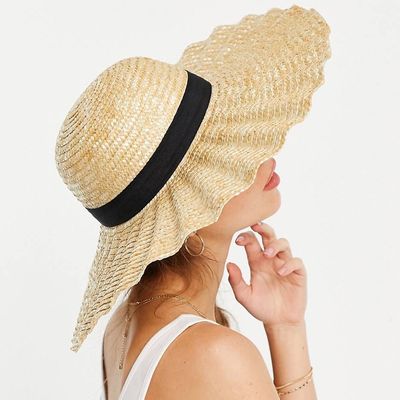 Scalloped Edge Hat In Natural Straw from South Beach