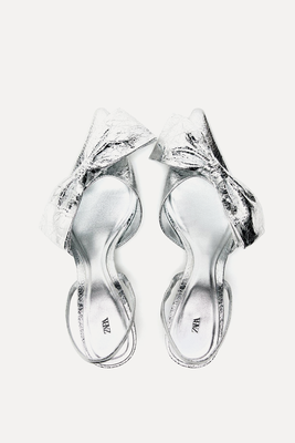 Metallic Kitten Heel Shoes With Bow  from Zara