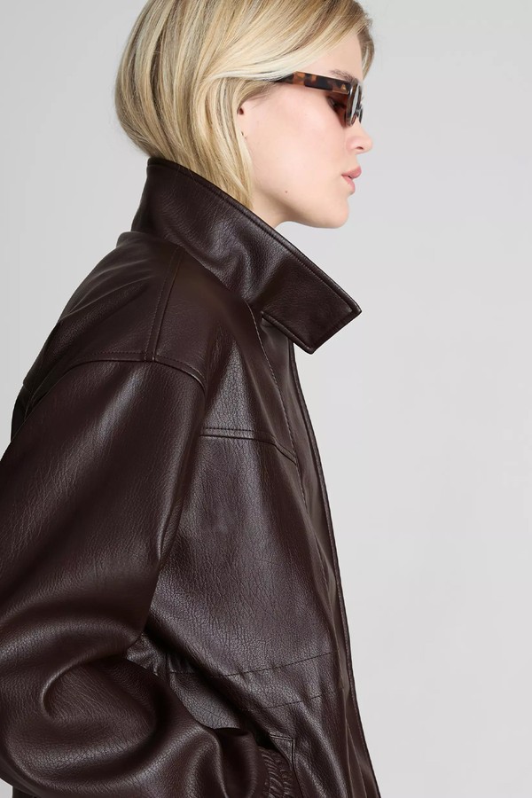 High Neck Faux Leather Utility Jacket from Primark