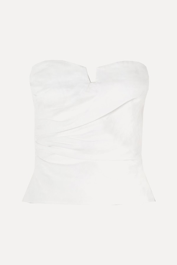 Madelyn Strapless Draped Linen Top from Reformation