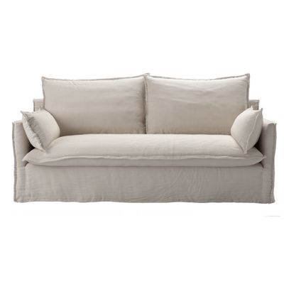 Isaac 3 Seat Sofa In Taupe Brushed Linen Cotton 