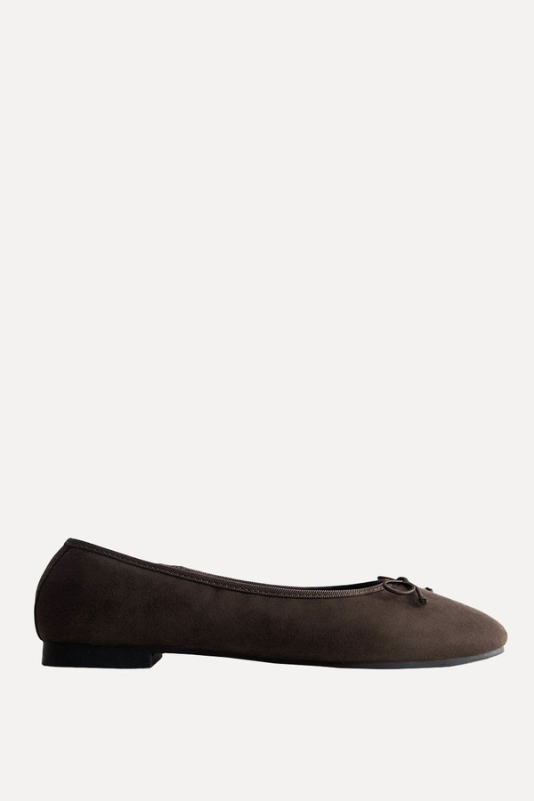 Wide Fit Faux Suede Ballerina Flats from New Look