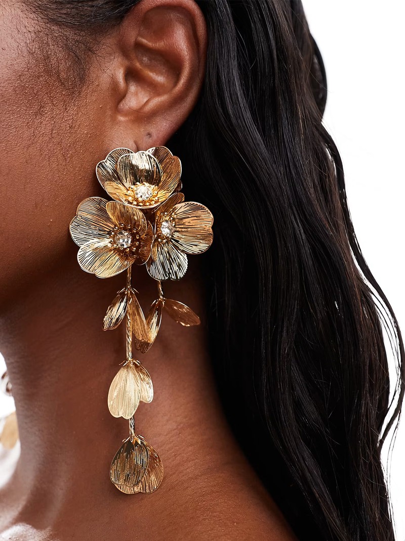 Drop Earrings With 3D Floral Design  from ASOS DESIGN