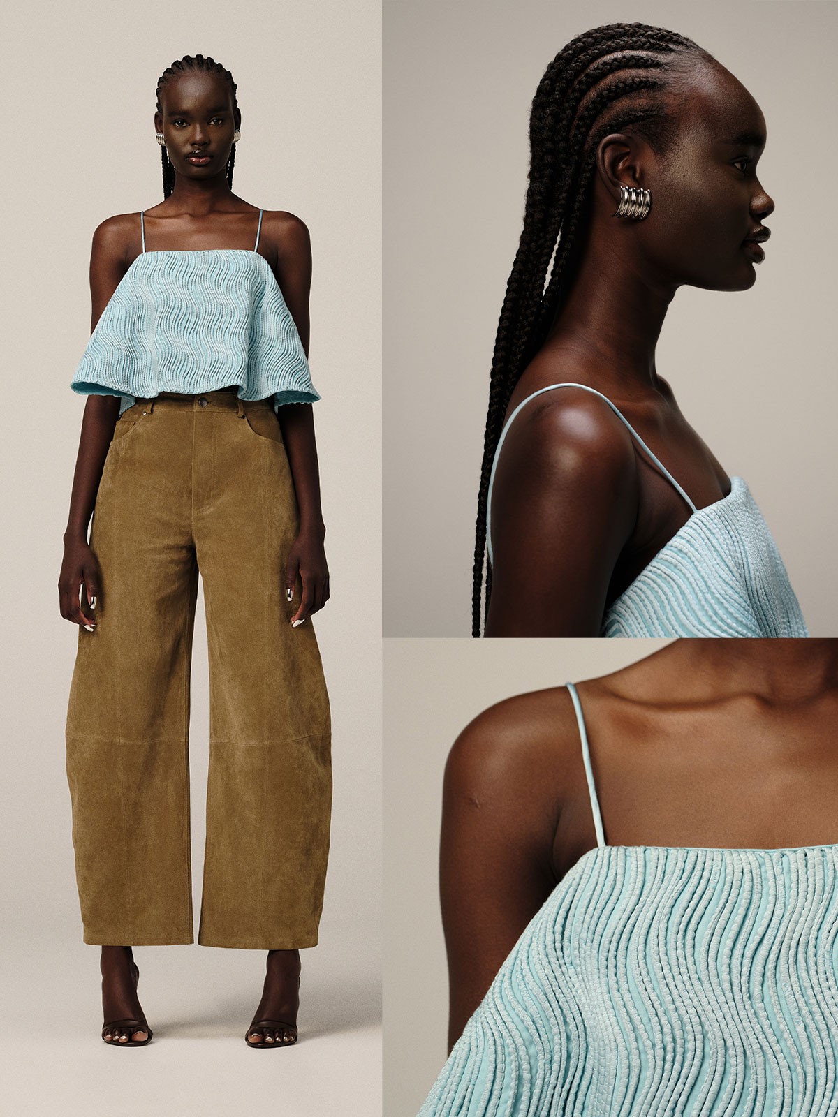 Wavey Texture Structured Trapeze Cami Top