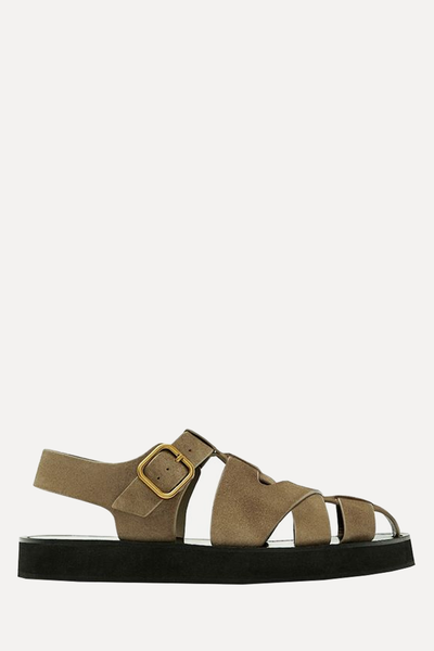 Split Suede Cage Sandals With Buckle from Massimo Dutti