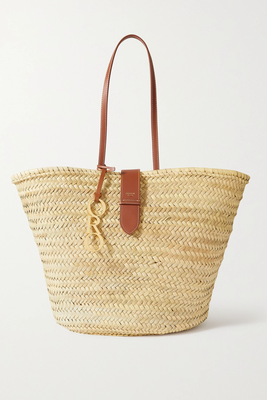 Madison Large Leather-Trimmed Woven Straw Tote from Oroton