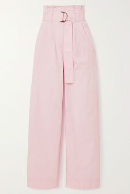 Belted Cotton-Blend Ripstop Wide-Leg Pants from Ganni