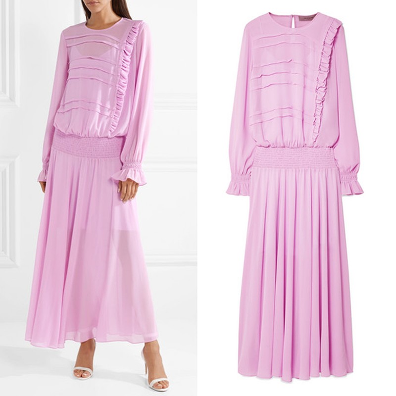 Salome Smocked Georgette Maxi Dress from Preen Line
