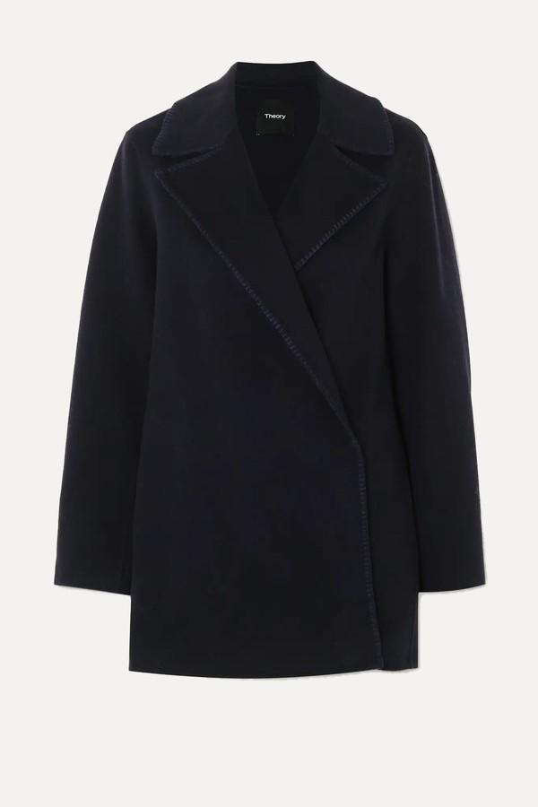 Topstitched Wool & Cashmere-Blend Jacket from Theory