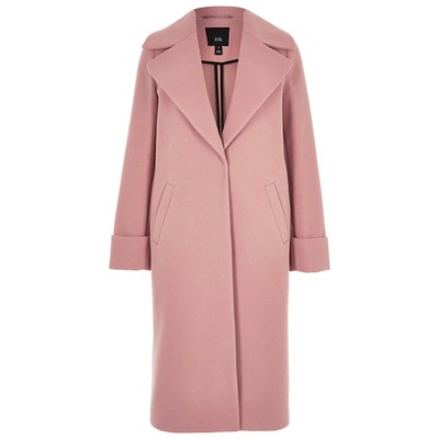 Pink Longline Single Breasted Coat