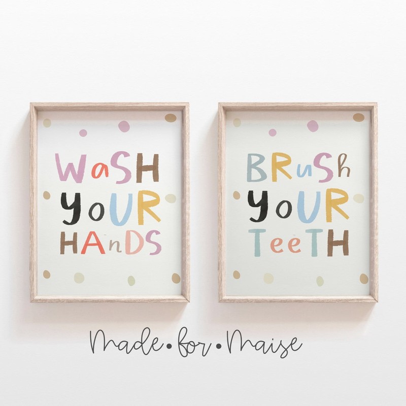 Wash Your Hands Brush Your Teeth Print Set, From £14.40 | Made For Maise