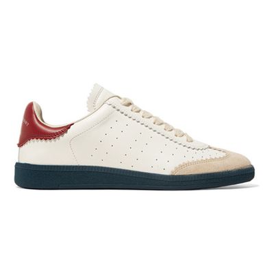 Bryce Logo-Print Suede-Trimmed Leather Sneakers from Isabel Marant