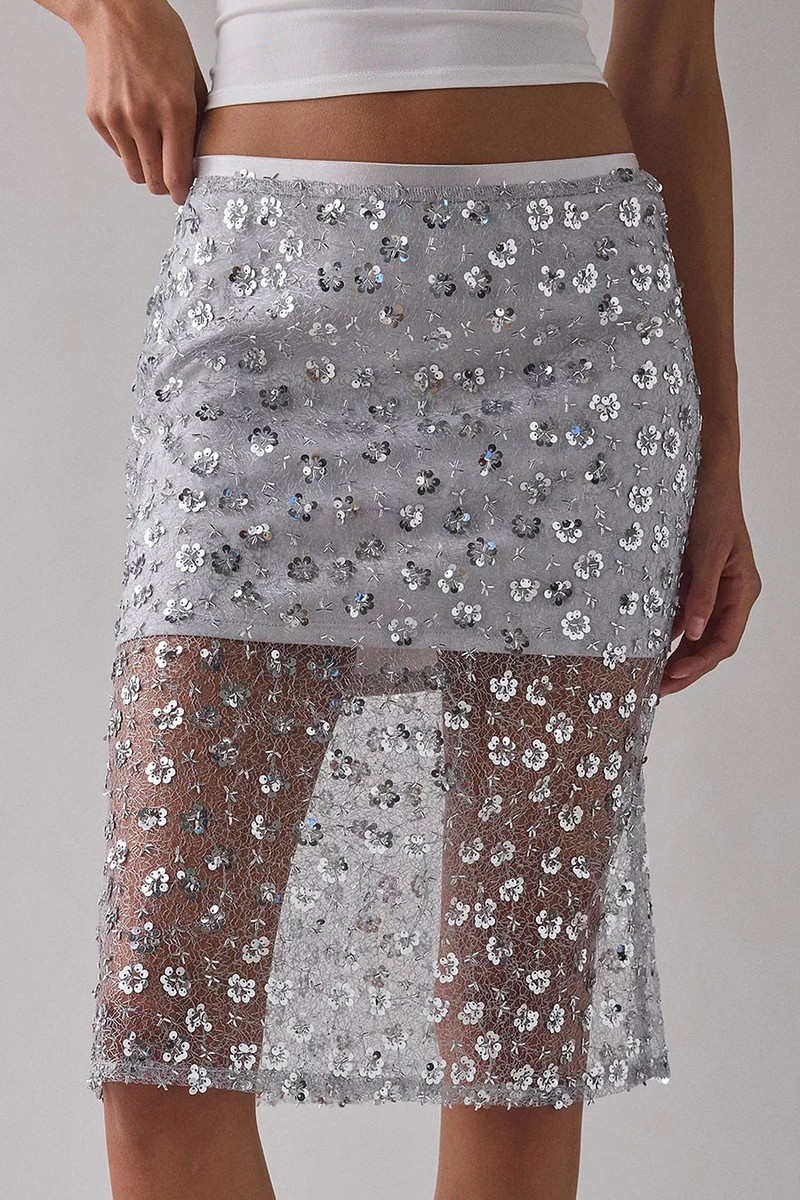 Crystal Sequin Midi Skirt from Urban Outfitters