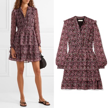 Ruffled Tiered Floral-Print Chiffon Mini Dress from Michael Michael Kors