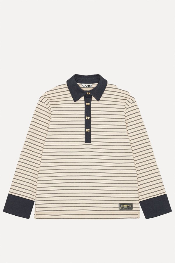 Striped Cotton Polo from Ganni