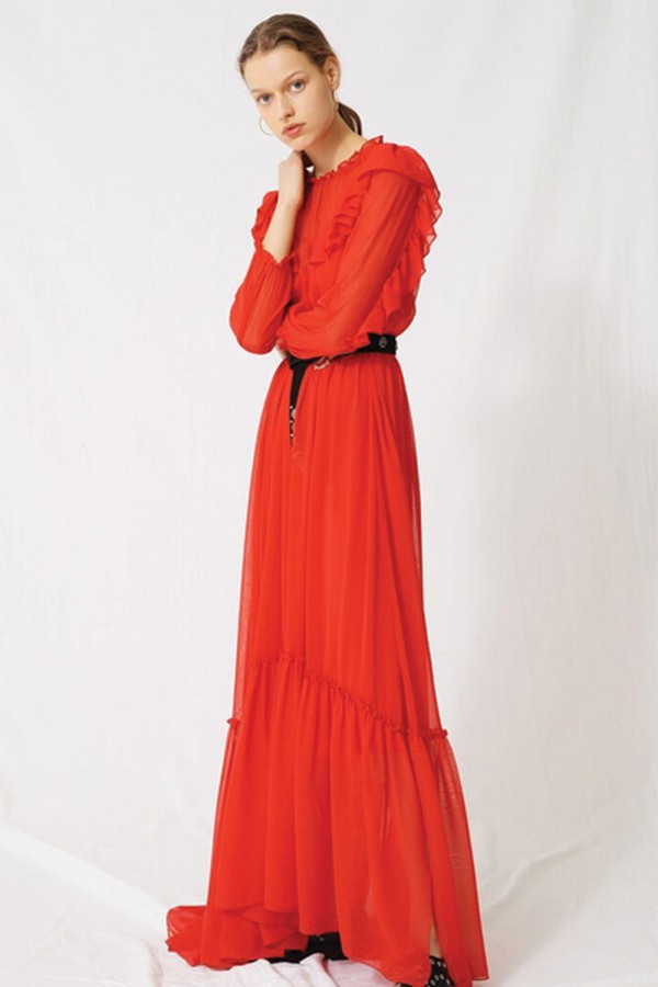 Long Muslin Dress With Ruffles from Maje