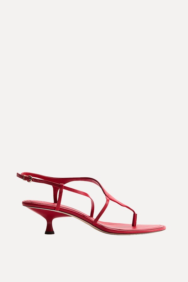 Kitten-Heeled Leather Sandals