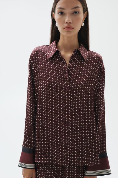 Patterned Satin Shirt