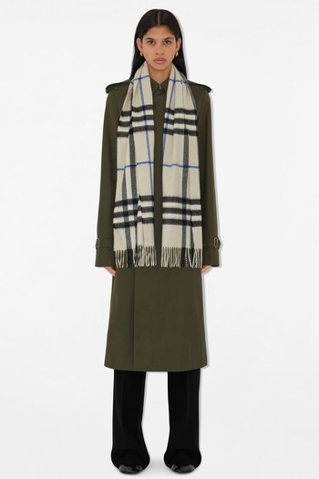 Wide Check Cashmere Scarf