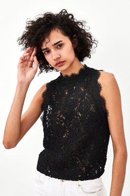 Lace Top With Zip from Zara