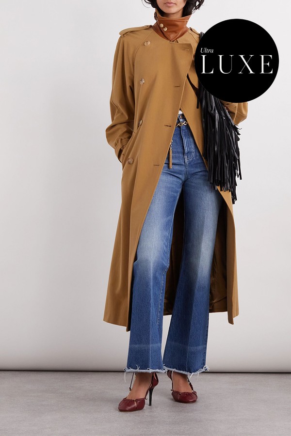 Double-Breasted Belted Cotton-Gabardine Trench Coat from Chloé