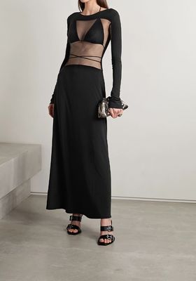 Paneled Tulle and Stretch Jersey Maxi Dress from Grace Ling