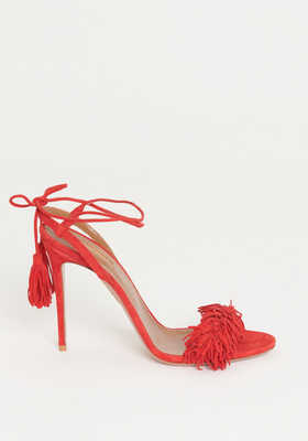 Lipstick Red Suede Wild Thing 110 Preowned Sandals from Aquazzura