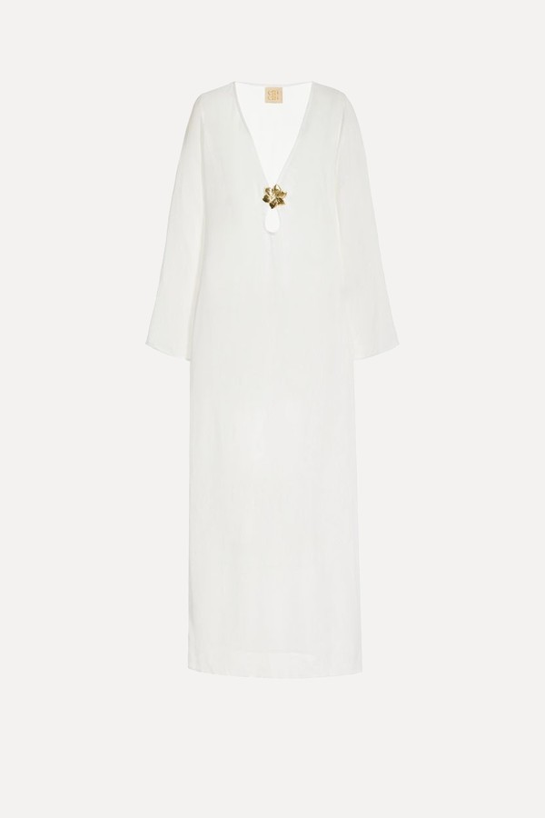 Hotline Brooch-Detailed Sheer Maxi Dress from Cin Cin