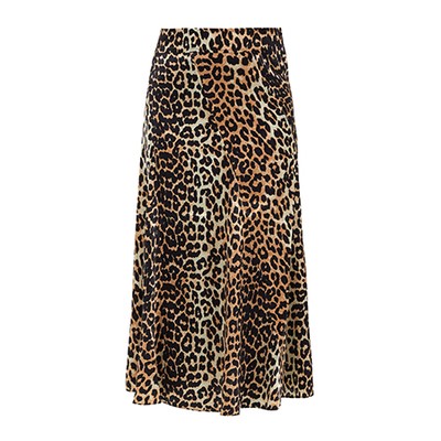 Leopard-Print Silk-Blend Skirt from Ganni