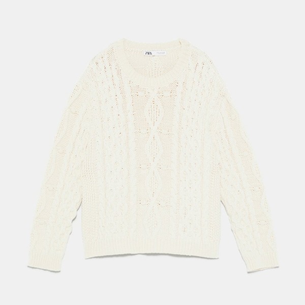 Cable-Knit Sweater With Pompoms from Zara