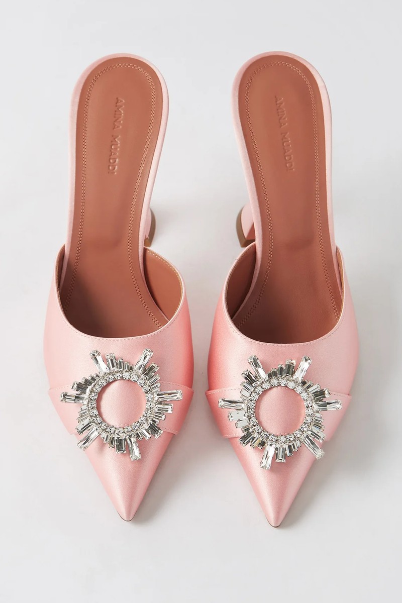 Begum 95 Crystal-Embellished Silk-Satin Mules from Amina Muaddi