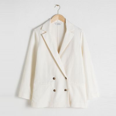 Double Breasted Linen Blend Blazer from & Other Stories